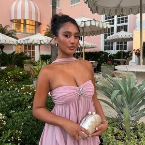 Elegant Pink Strapless Dress